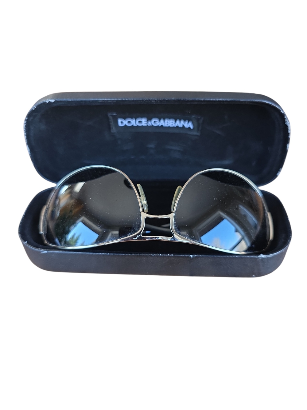 Dolce & Gabbana Aviator Sunglasses - Black Lenses, Wire Frame